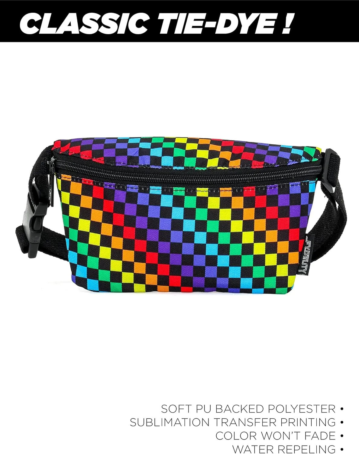 Small Fanny Pack - Unisex Bum Bag, Crossbody & Belt Bag for Women - 80s/90s Slim, Festivals, Travel & Daily Use - Rainbow, Black