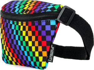 Small Fanny Pack - Unisex Bum Bag, Crossbody & Belt Bag for Women - 80s/90s Slim, Festivals, Travel & Daily Use - Rainbow, Black