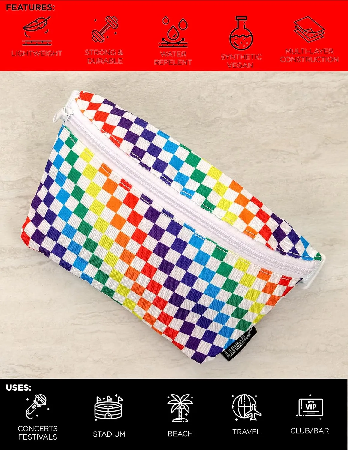 Small Fanny Pack Unisex Slim Bum Bag for Travel, Festivals & Daily Use Rainbow Crossbody Belt Bag