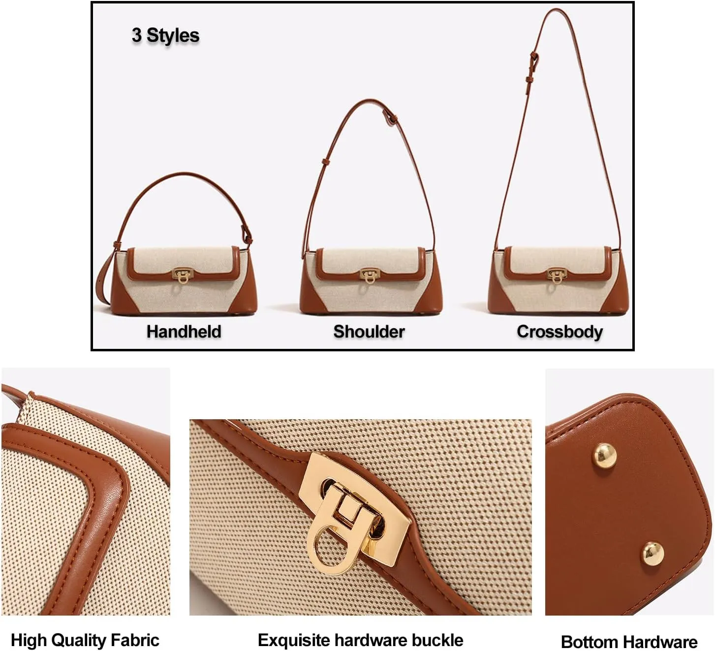 Small Shoulder Bag for Women, Retro PU Leather Underarm Bag Top Handle Hobo Tote Clutch Handbag Purse with Buckle Closure