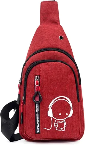 Small Sling Crossbody Bag for Women & Men – Lightweight Travel Shoulder Bag with Adjustable Strap – Compact One Strap Backpack for Hiking, Walking & Everyday Use (Wine color)