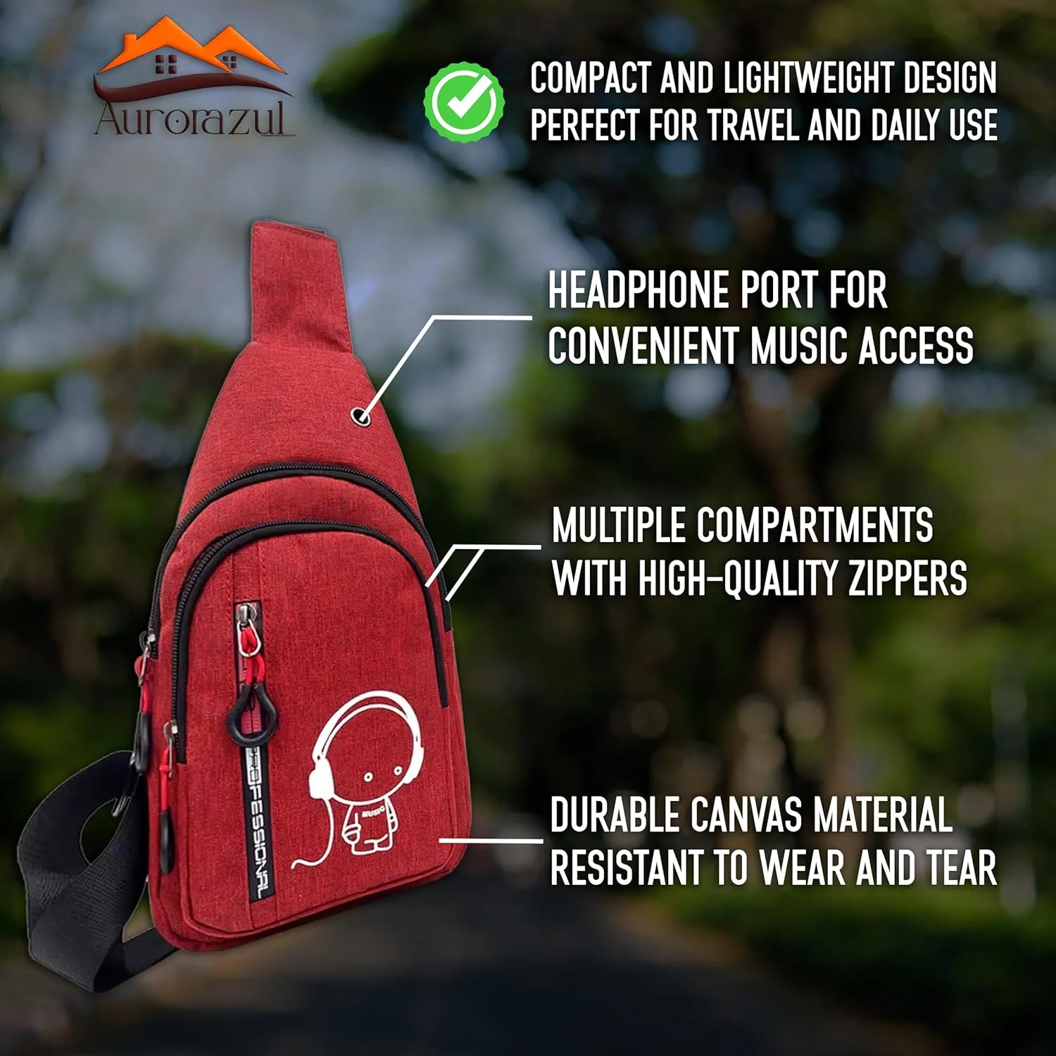 Small Sling Crossbody Bag for Women & Men – Lightweight Travel Shoulder Bag with Adjustable Strap – Compact One Strap Backpack for Hiking, Walking & Everyday Use (Wine color)