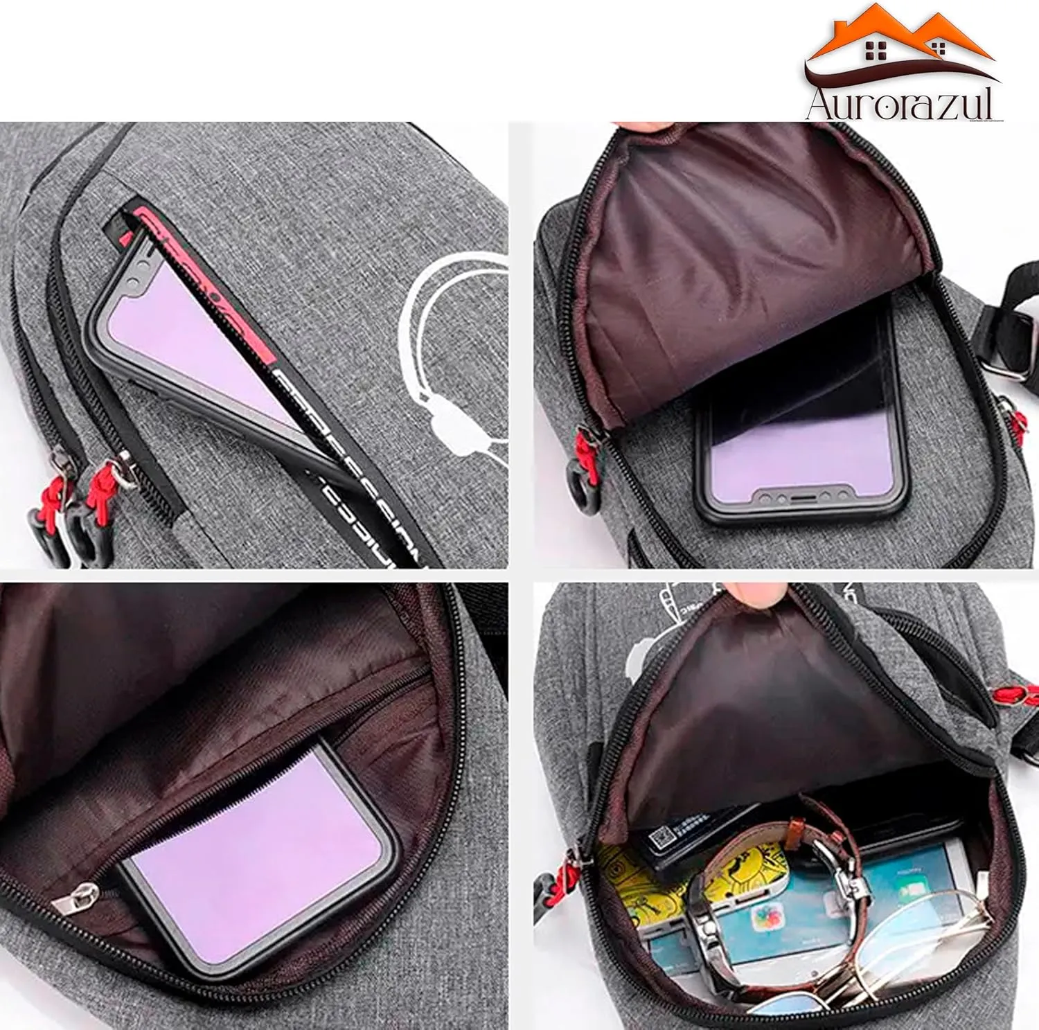 Small Sling Crossbody Bag for Women & Men – Lightweight Travel Shoulder Bag with Adjustable Strap – Compact One Strap Backpack for Hiking, Walking & Everyday Use (Wine color)