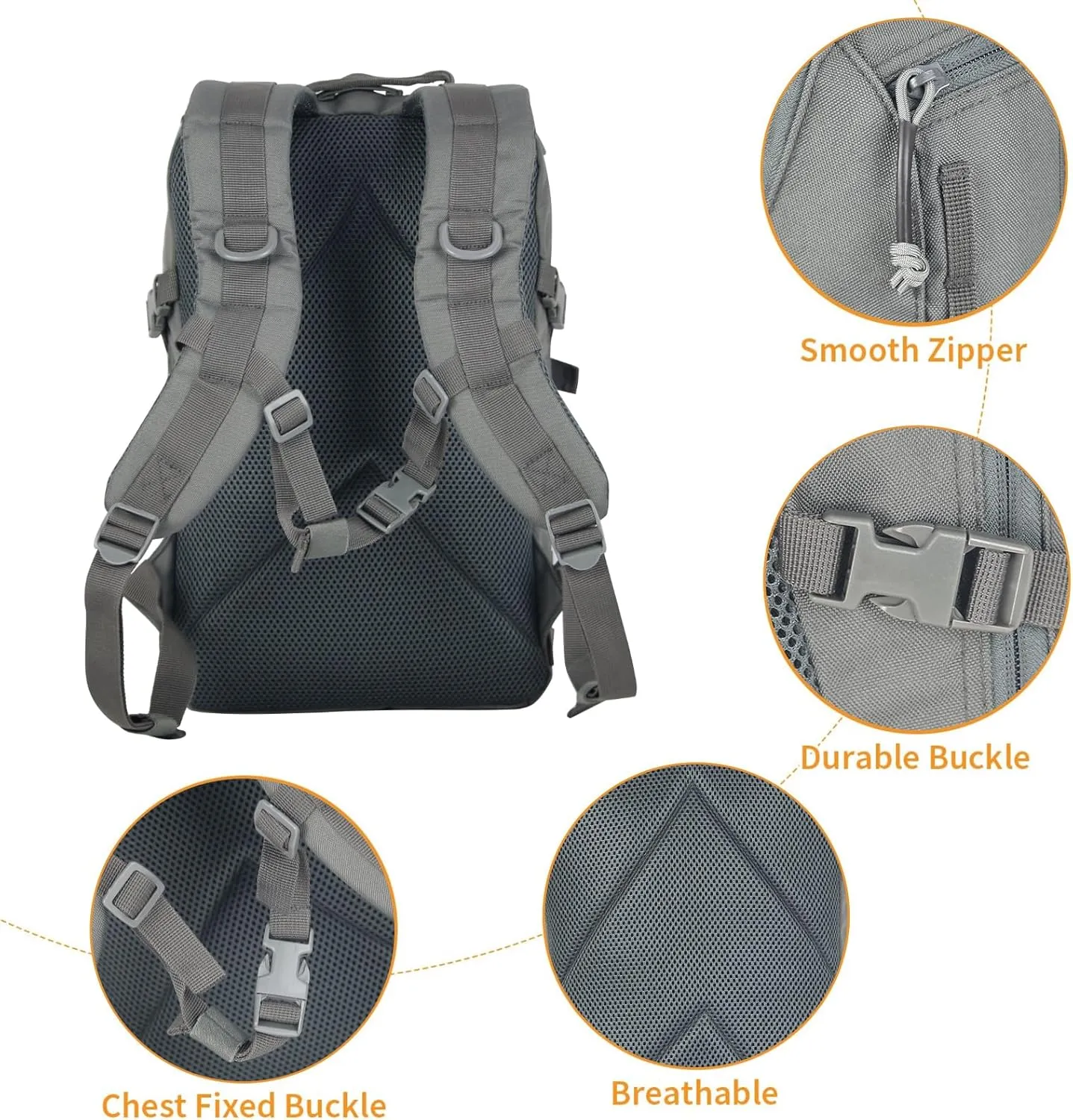 Small Tactical Backpack Military Daypack 12L Molle Bag Rucksack Army Daypack for Outdoor,Hiking,Camping,Travel (Grey)