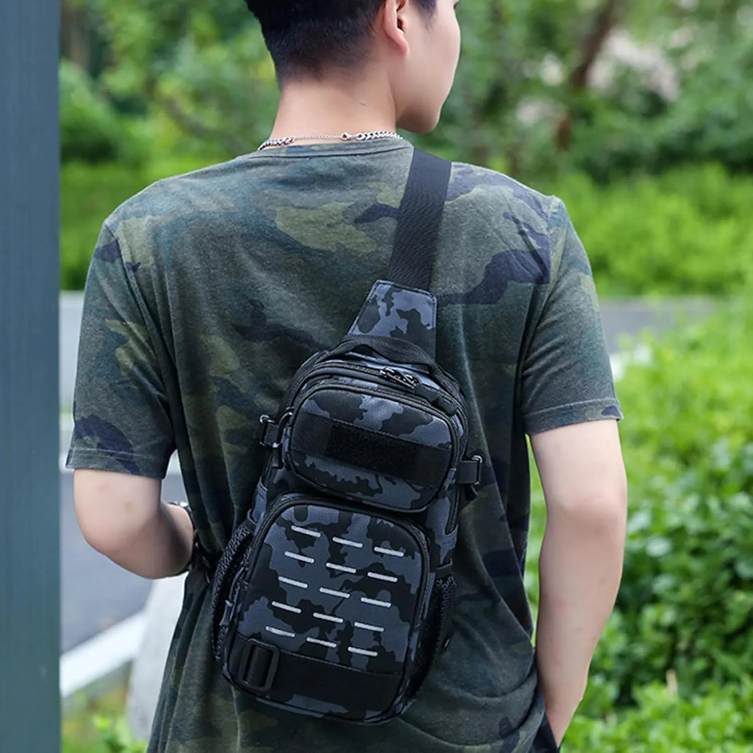 Small Tactical Sling Bag for Men Military Shoulder Pack Molle Crossbody Chest Bag Single Strap Backpack for Travel Hiking