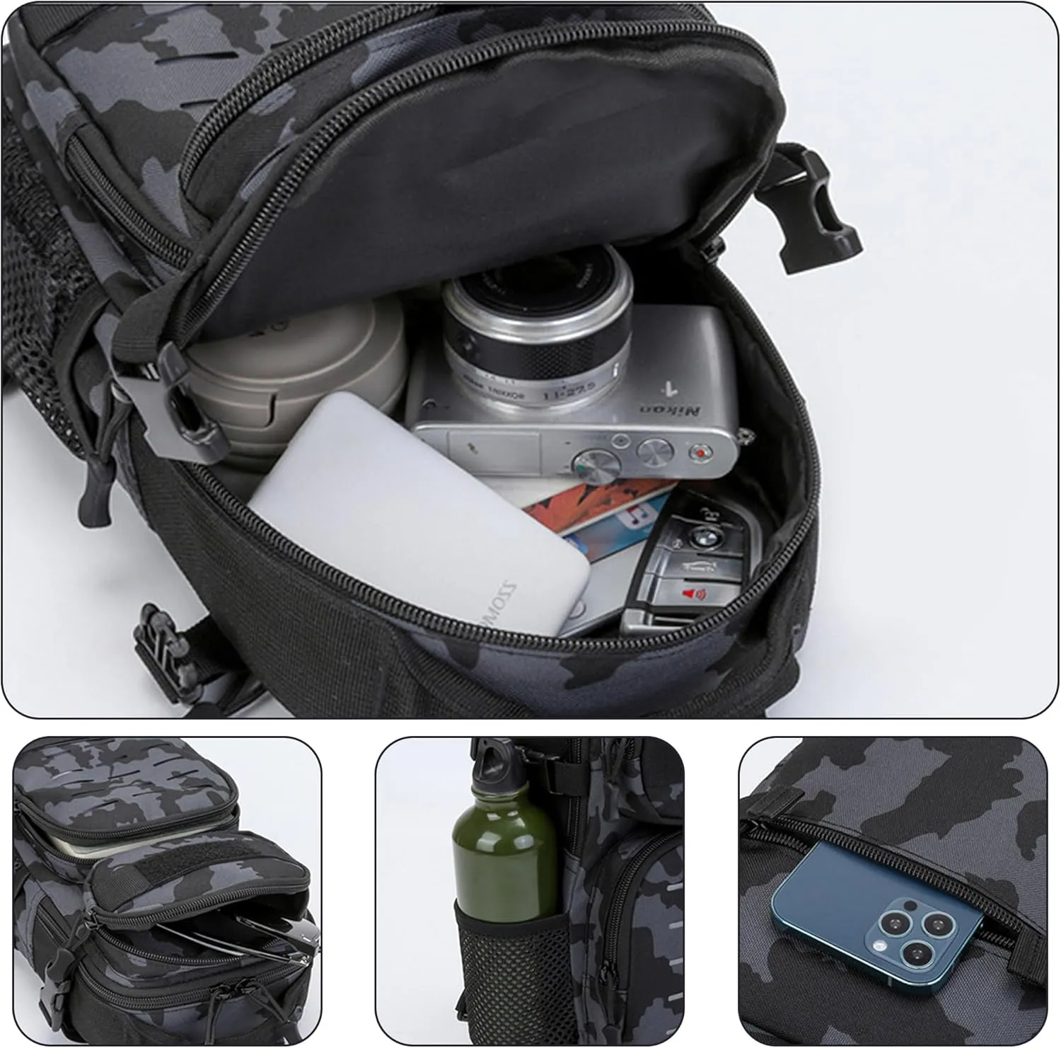 Small Tactical Sling Bag for Men Military Shoulder Pack Molle Crossbody Chest Bag Single Strap Backpack for Travel Hiking