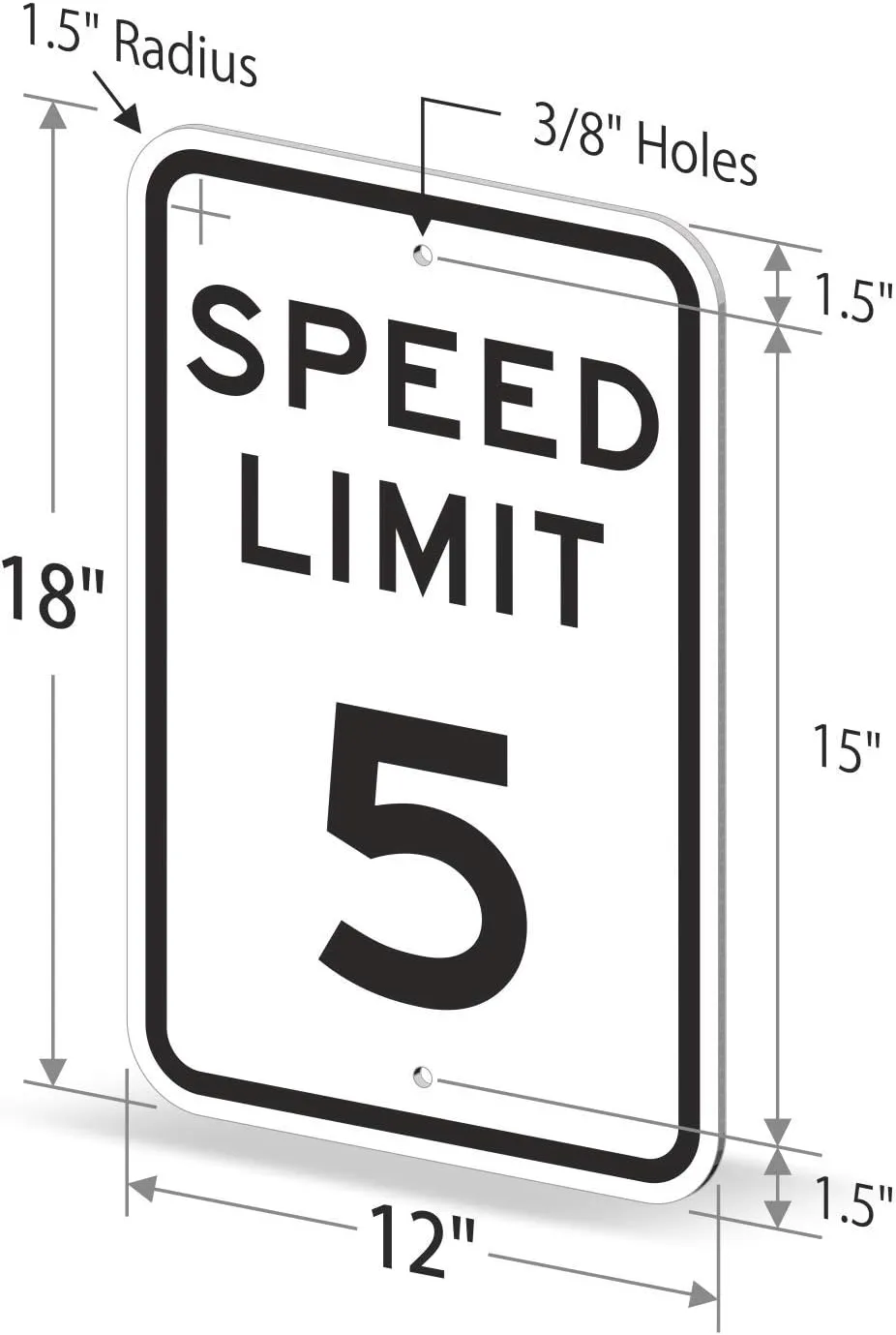 SmartSign "Speed Limit 5 MPH" Sign | 12" x 18" 3M High Intensity Grade Reflective Aluminum