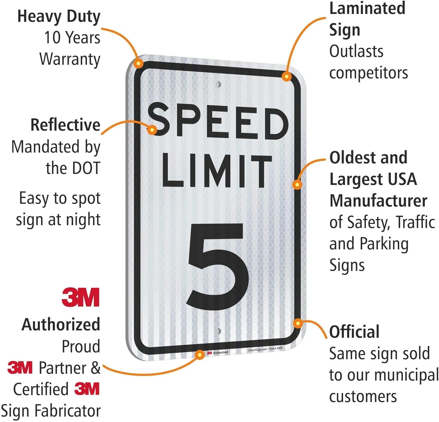 SmartSign "Speed Limit 5 MPH" Sign | 12" x 18" 3M High Intensity Grade Reflective Aluminum