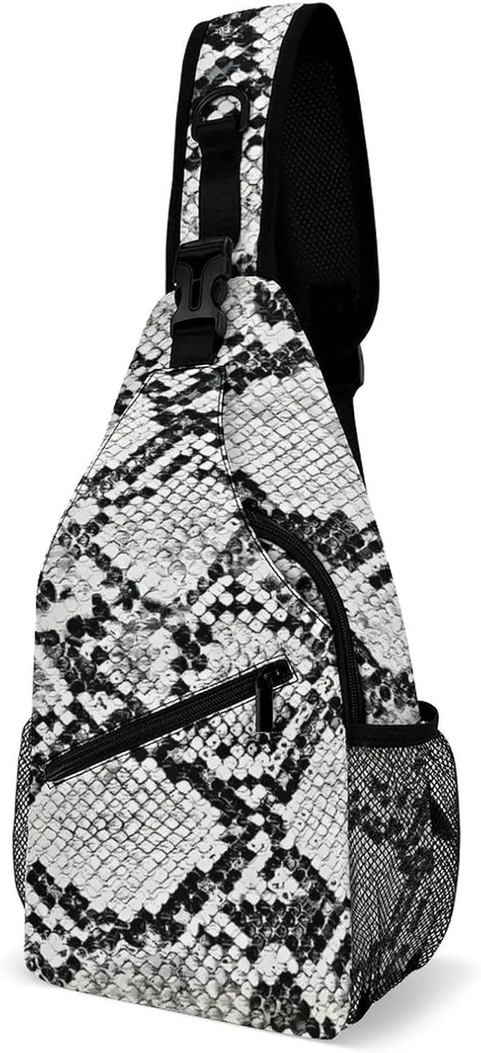 Snakeskin Paint Sling Backpack Man Woman Crossbody Backpack Chest Bag Cycling Daypack Travel Bag Casual Daypacks Leisure Backpacks