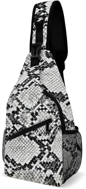 Snakeskin Paint Sling Backpack Man Woman Crossbody Backpack Chest Bag Cycling Daypack Travel Bag Casual Daypacks Leisure Backpacks
