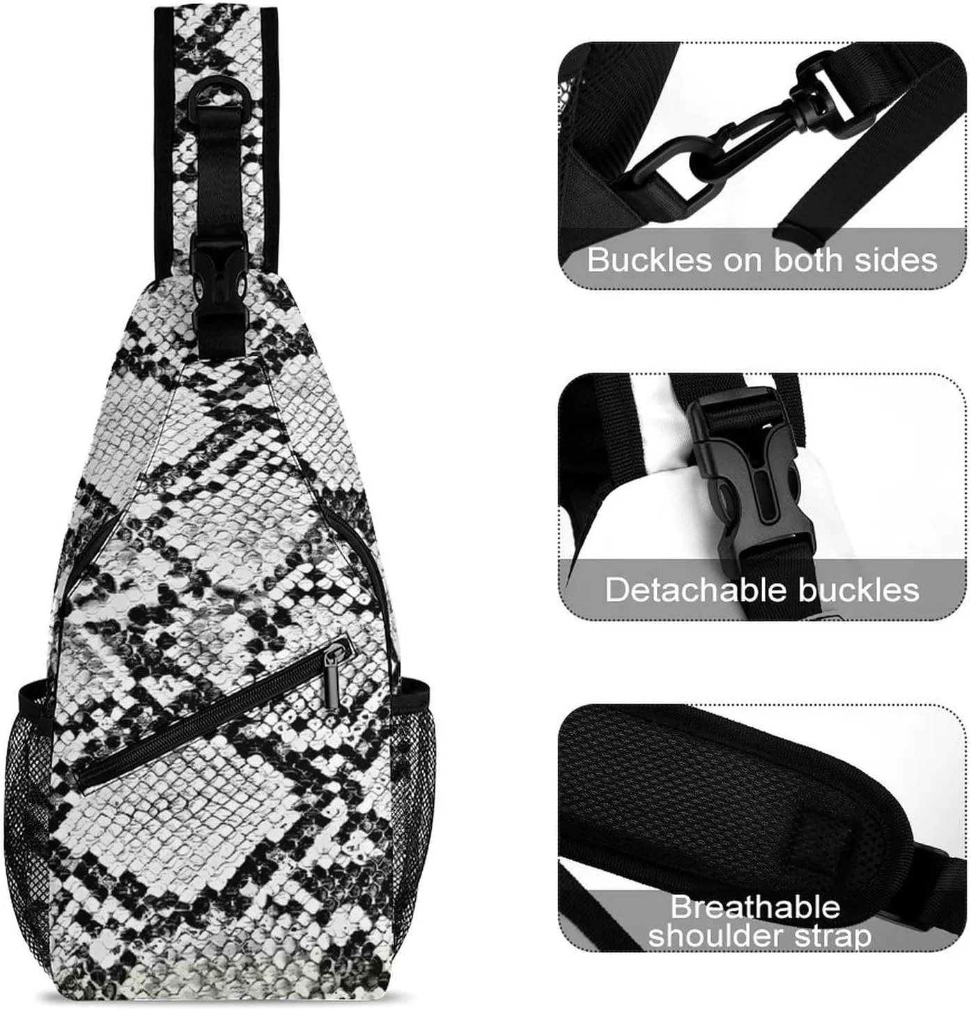 Snakeskin Paint Sling Backpack Man Woman Crossbody Backpack Chest Bag Cycling Daypack Travel Bag Casual Daypacks Leisure Backpacks