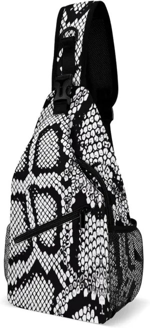 Snakeskin Paint Sling Backpack Mans Womans Crossbody Backpack Chest Bag Running Daypack Travel Bag Casual Daypacks Outdoor Backpacks