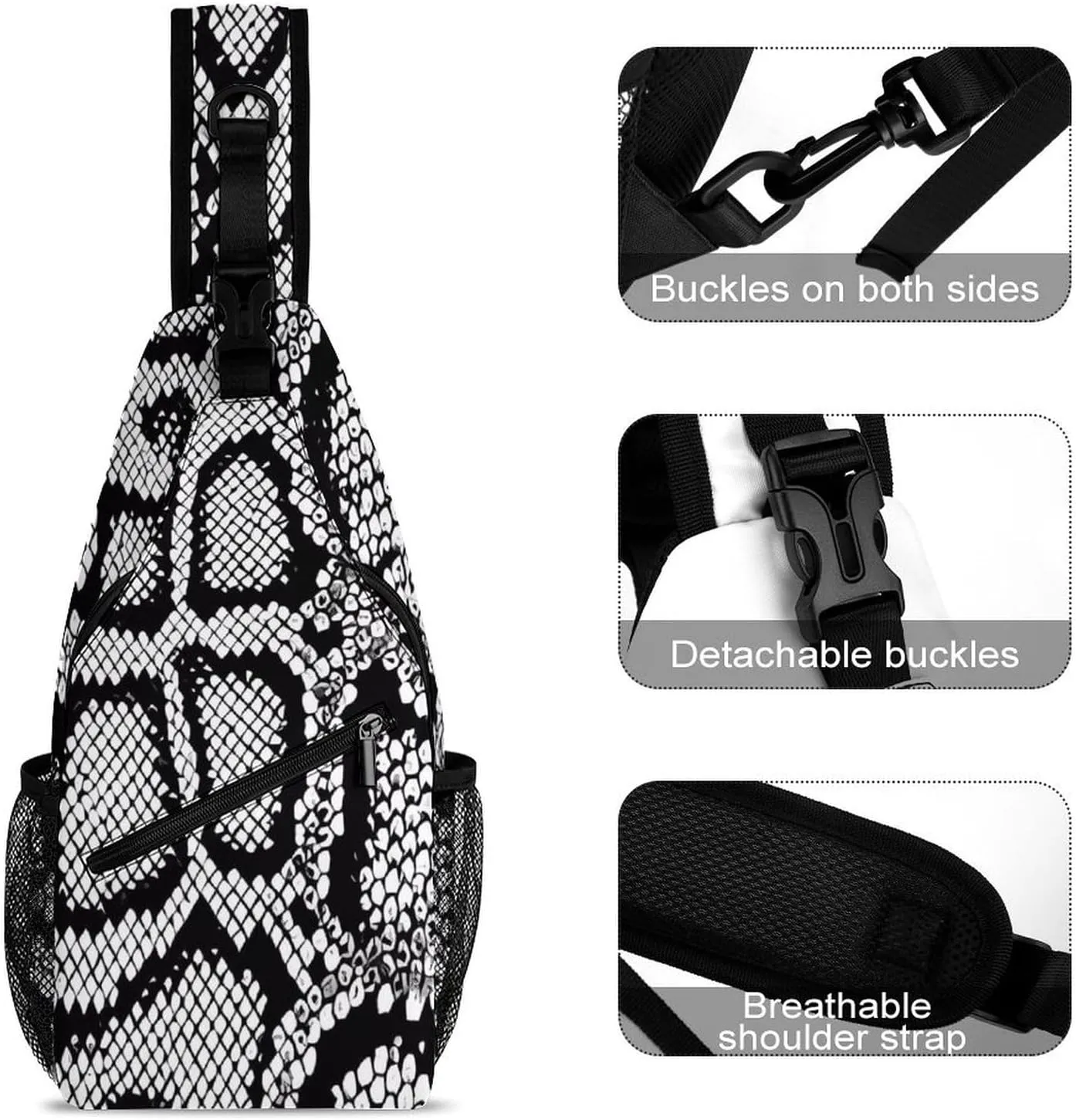 Snakeskin Paint Sling Backpack Mans Womans Crossbody Backpack Chest Bag Running Daypack Travel Bag Casual Daypacks Outdoor Backpacks