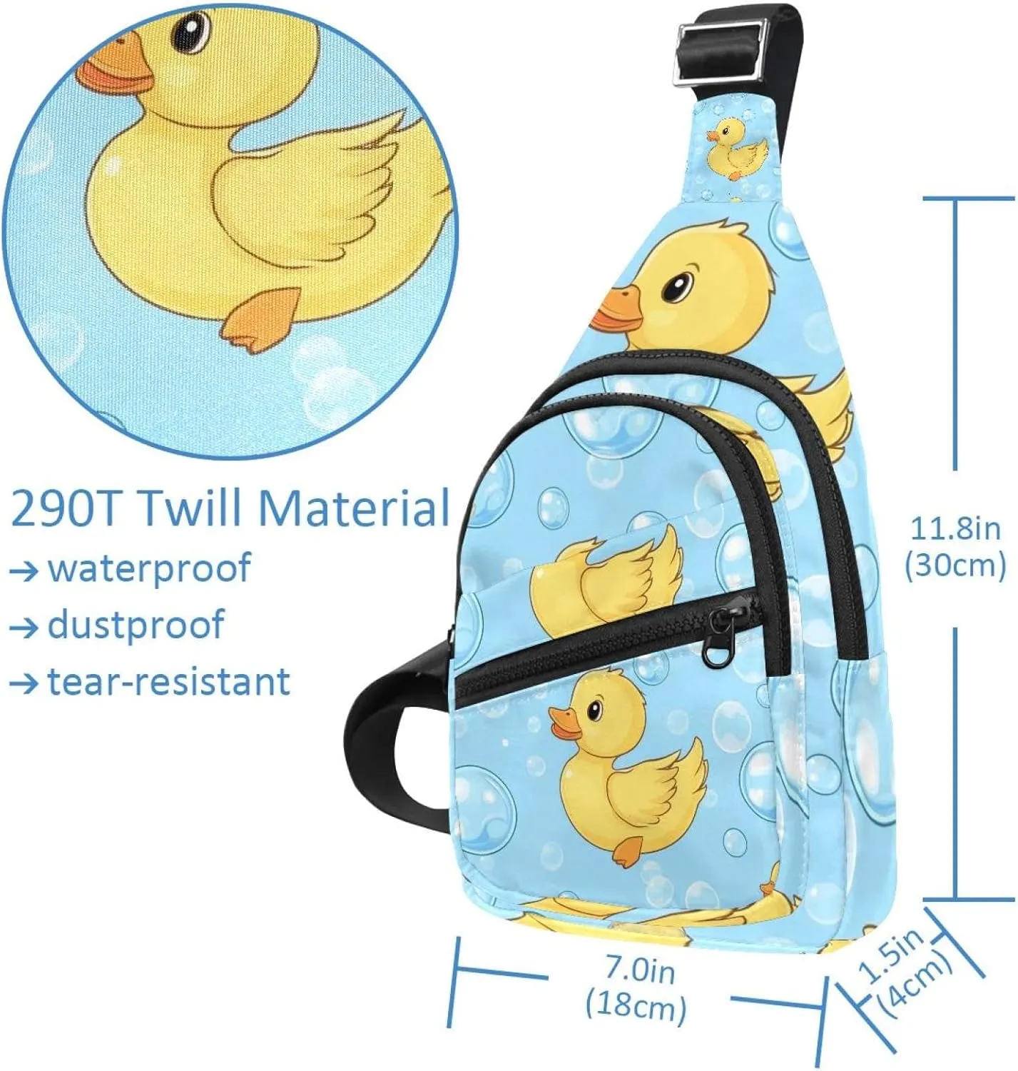 soap bubbles and cute duck (2) Sling Bag for Women Men Backpack Fanny Pack Crossbody Chest Travel Shoulder Belt Bags Purse Handbag