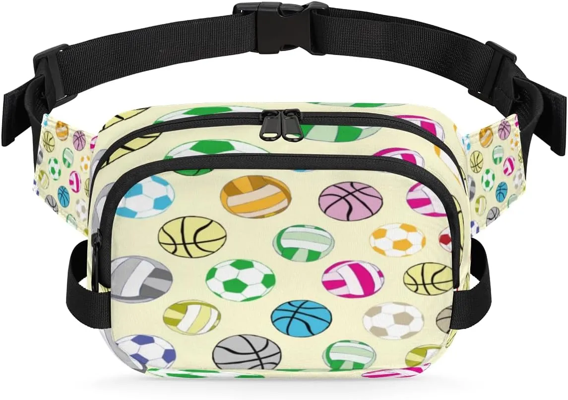 Soccer Basketball Volleyball Retro Fanny Pack Crossbody Bags for Women Men Belt Bag Waist Pack Bag Fanny Packs Cross Body Bag Phone Holder for Outdoors Sports Hiking Travel