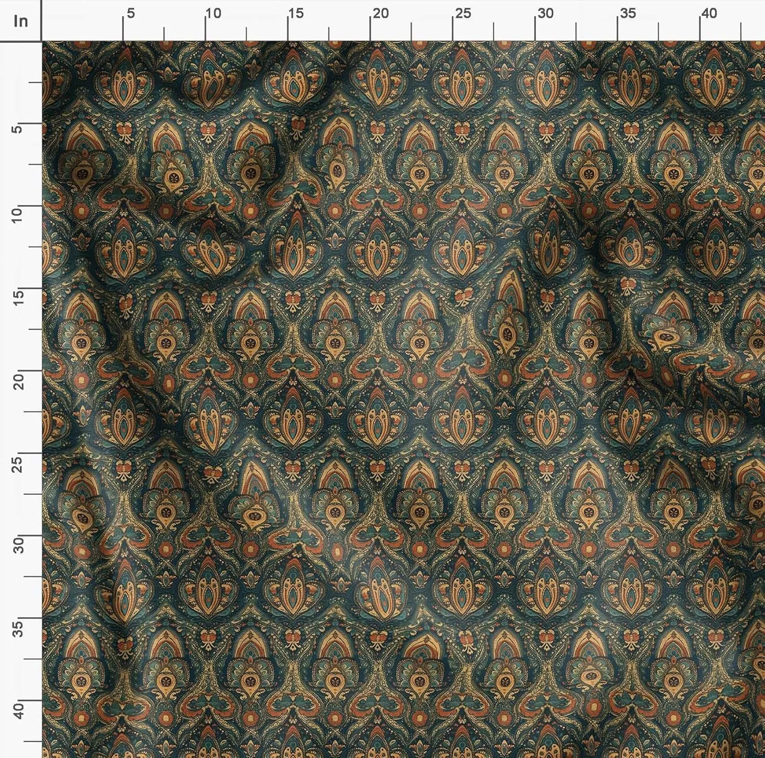 Soimoi Paisley Patchwork Print - Green, Canvas Fabric Material - 56 Inch Wide, 1 Yard, Unstitched Fabric for Upholstery, Bags, Workwear and Outdoor Gear.
