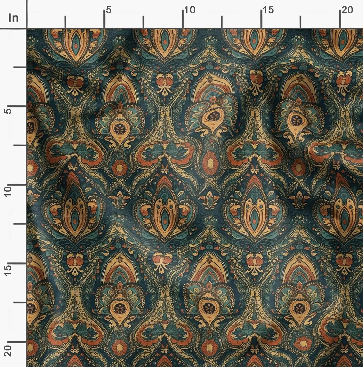 Soimoi Paisley Patchwork Print - Green, Canvas Fabric Material - 56 Inch Wide, 1 Yard, Unstitched Fabric for Upholstery, Bags, Workwear and Outdoor Gear.