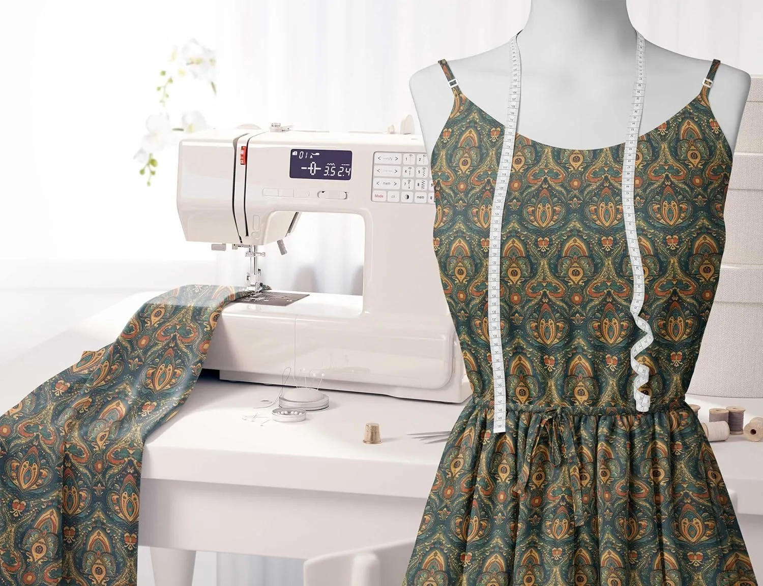 Soimoi Paisley Patchwork Print - Green, Canvas Fabric Material - 56 Inch Wide, 1 Yard, Unstitched Fabric for Upholstery, Bags, Workwear and Outdoor Gear.