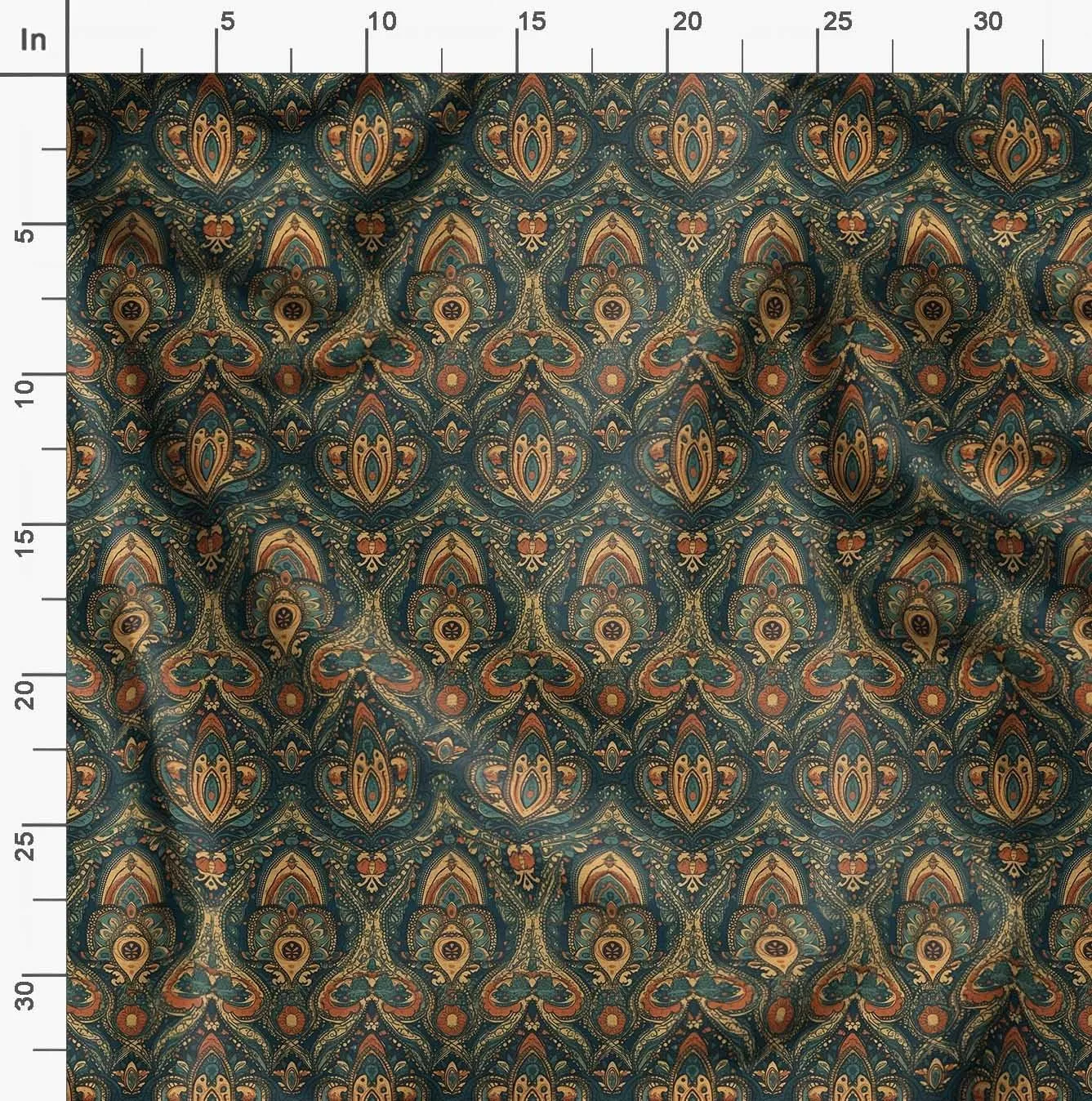 Soimoi Paisley Patchwork Print - Green, Canvas Fabric Material - 56 Inch Wide, 1 Yard, Unstitched Fabric for Upholstery, Bags, Workwear and Outdoor Gear.