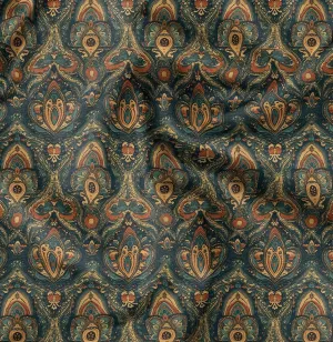 Soimoi Paisley Patchwork Print - Green, Canvas Fabric Material - 56 Inch Wide, 1 Yard, Unstitched Fabric for Upholstery, Bags, Workwear and Outdoor Gear.