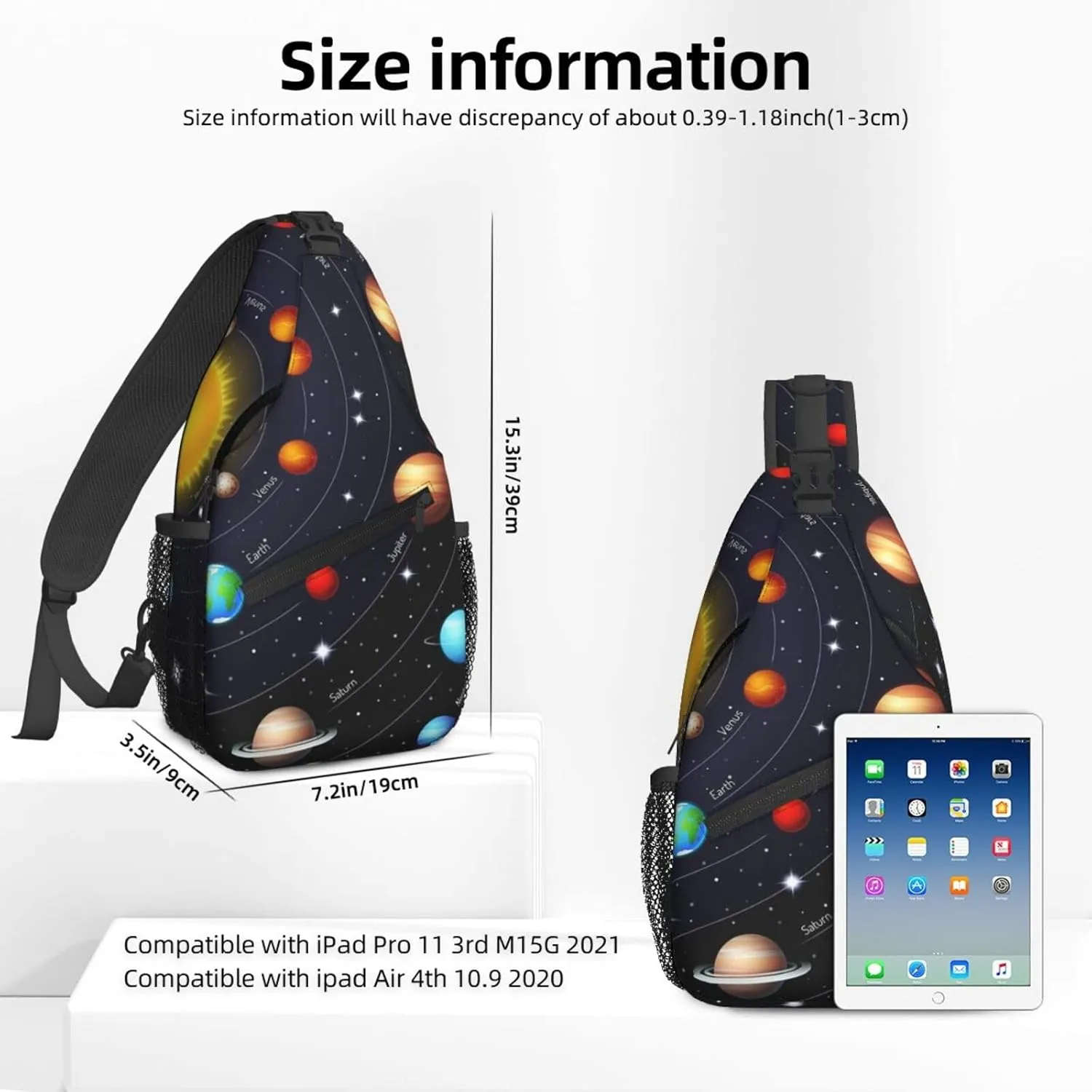 Space Solar System Black Crossbody Bags for Women Trendy Sling Backpack Men Chest Shoulder Bag Gym Cycling Travel Hiking Daypack