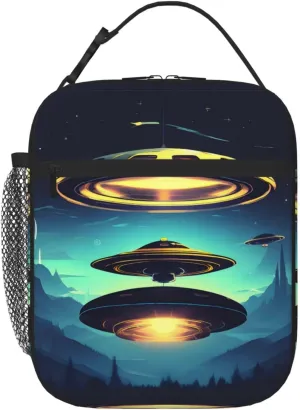 Spacecraft descend Portable insulated lunch bag, rich colors, Oxford cloth (100% polyester)   quilting   PEVA