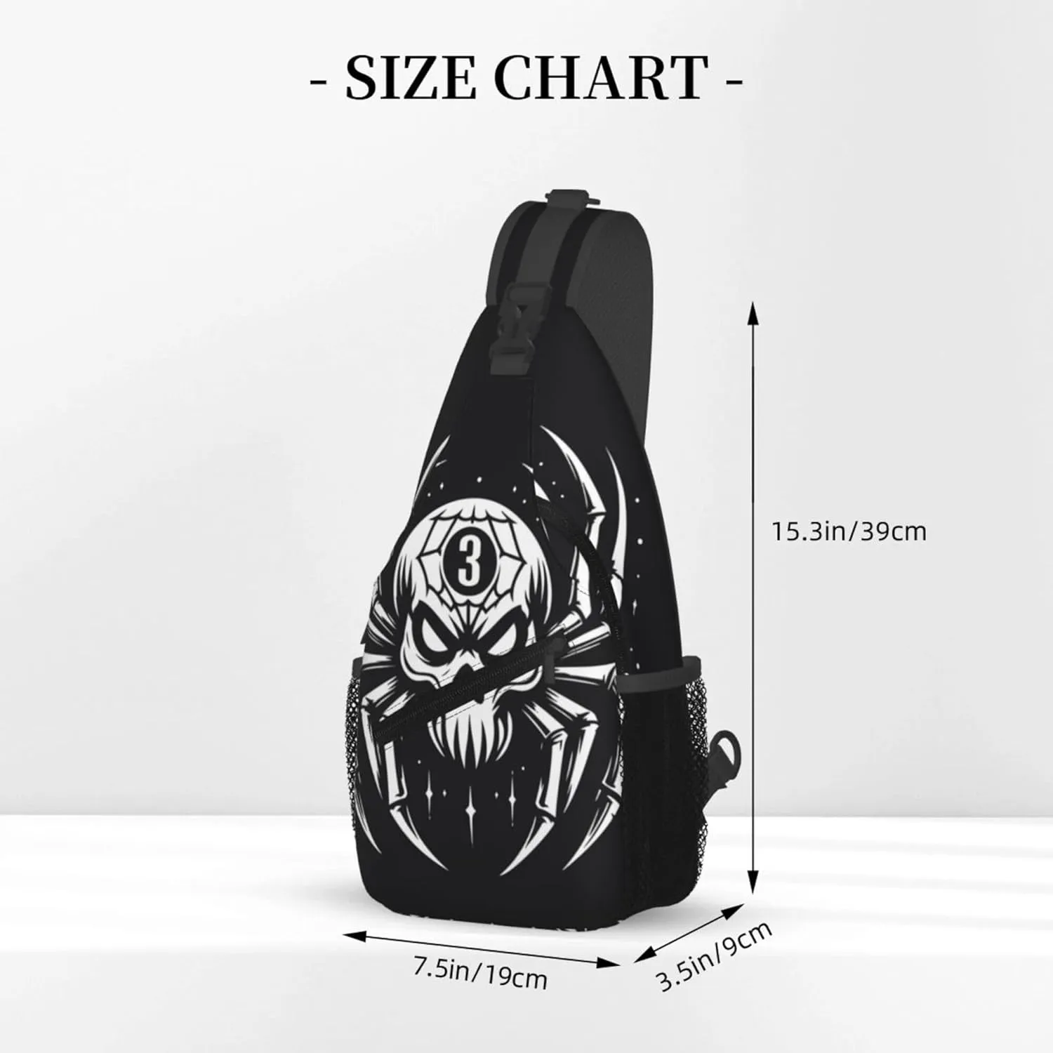 Spider Skull Pattern Sling Backpack Crossbody Bag, Chest Bag Daypack for Outdoors Hiking Traveling