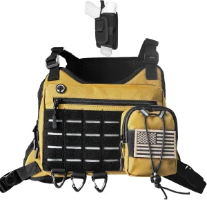 Sports Chest Bag with Pistol Holster For Men,Lightweight Front Running Vest Bag Built-In Phone Holder,EDC Travel Pack