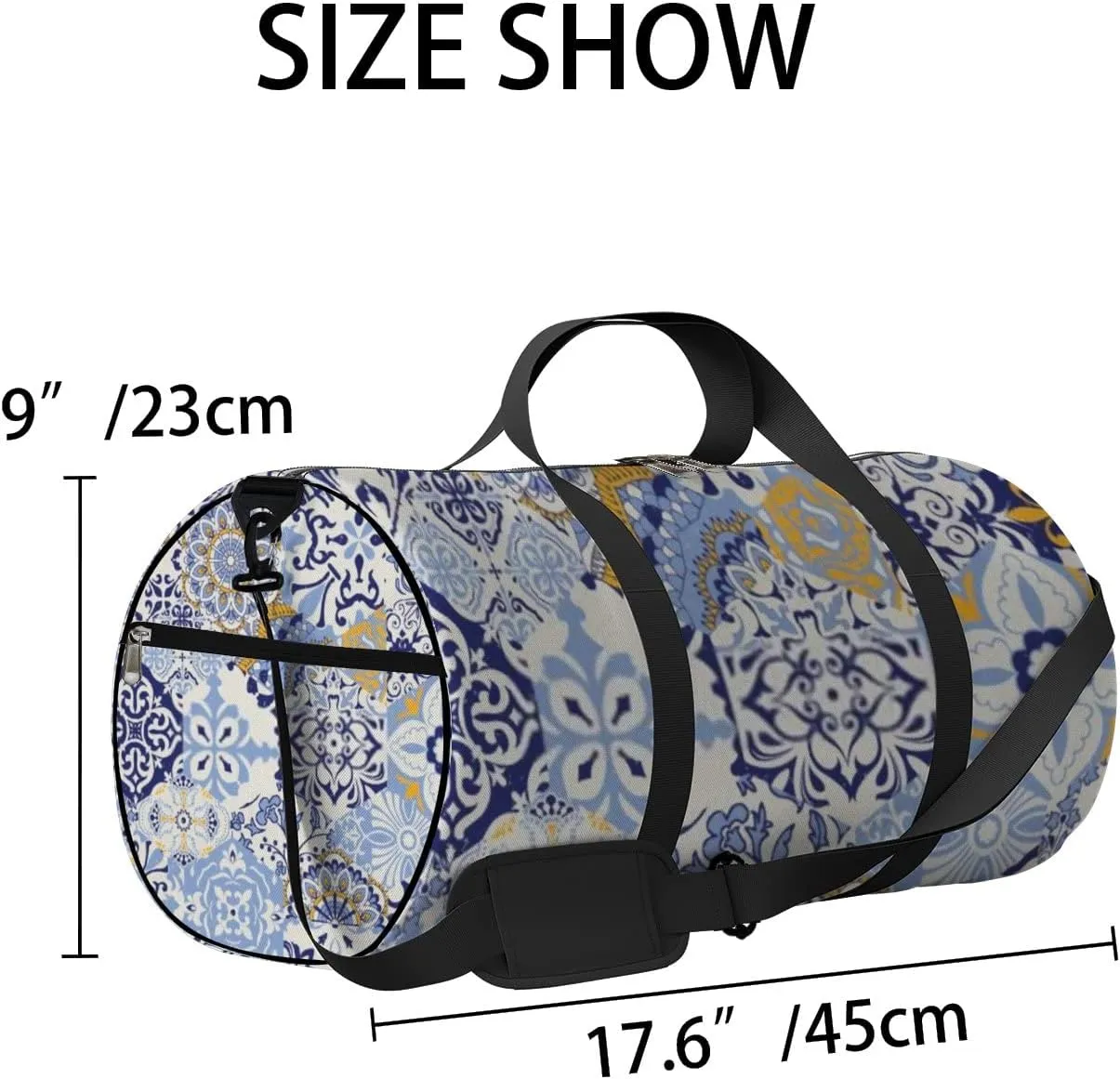 Sports Gym Bag for Women and Men Waterproof Colorful Patchwork Blue Yellow Duffel Bag Lightweight Carryon Traveling Boarding Gripsack