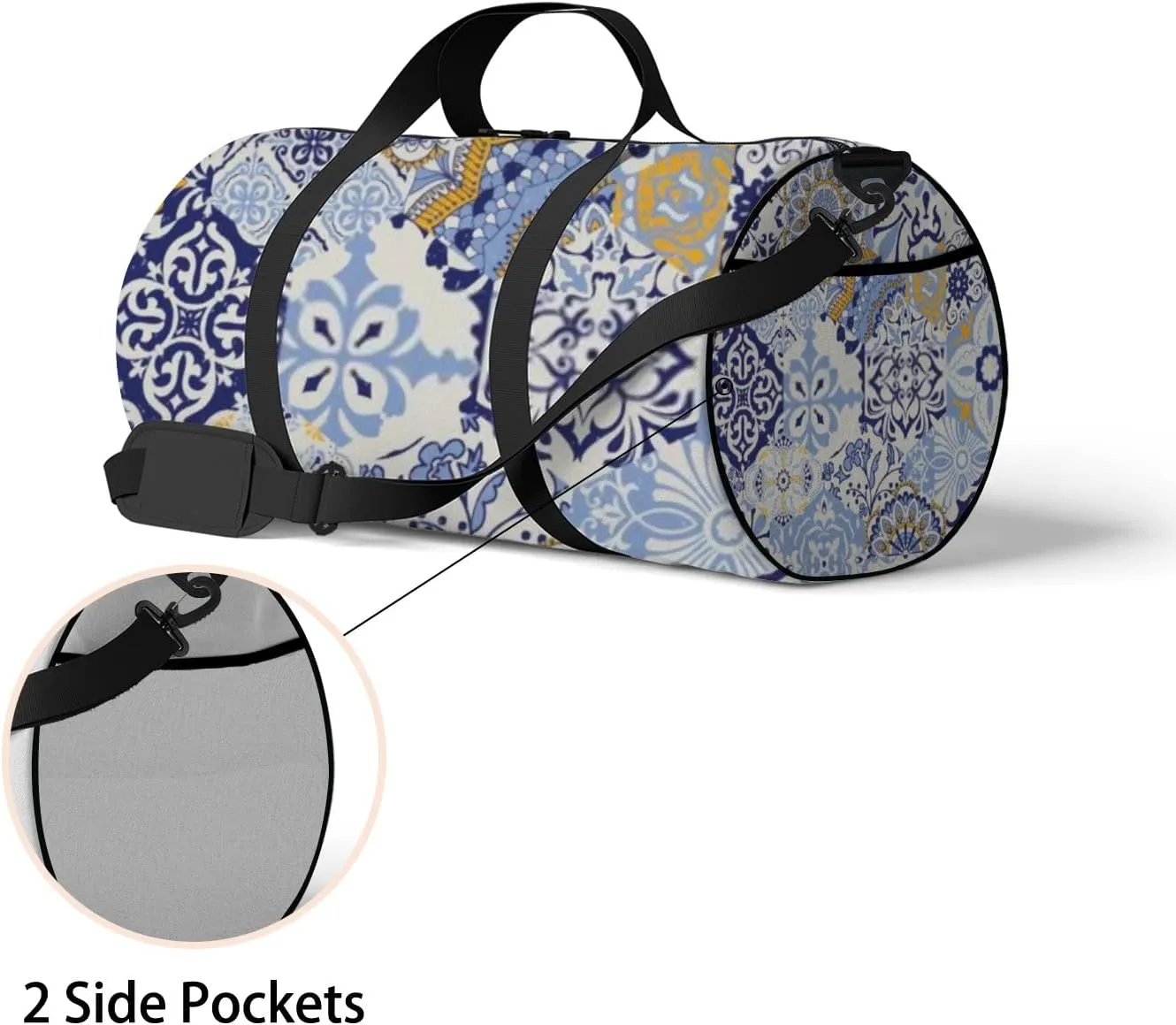 Sports Gym Bag for Women and Men Waterproof Colorful Patchwork Blue Yellow Duffel Bag Lightweight Carryon Traveling Boarding Gripsack