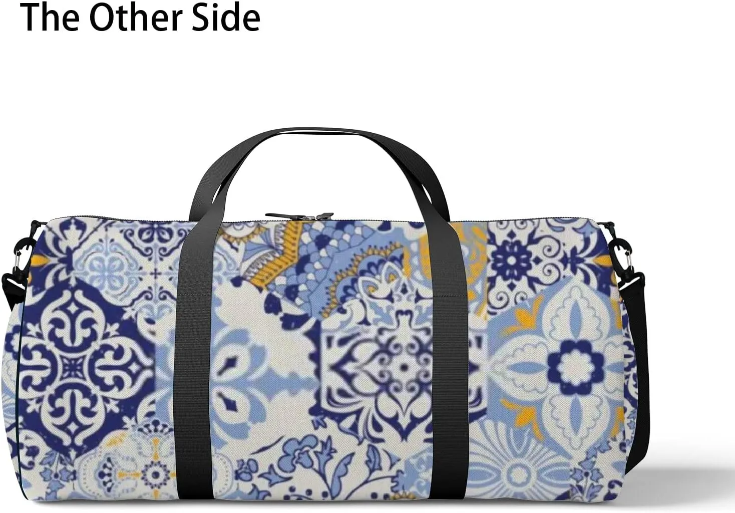 Sports Gym Bag for Women and Men Waterproof Colorful Patchwork Blue Yellow Duffel Bag Lightweight Carryon Traveling Boarding Gripsack