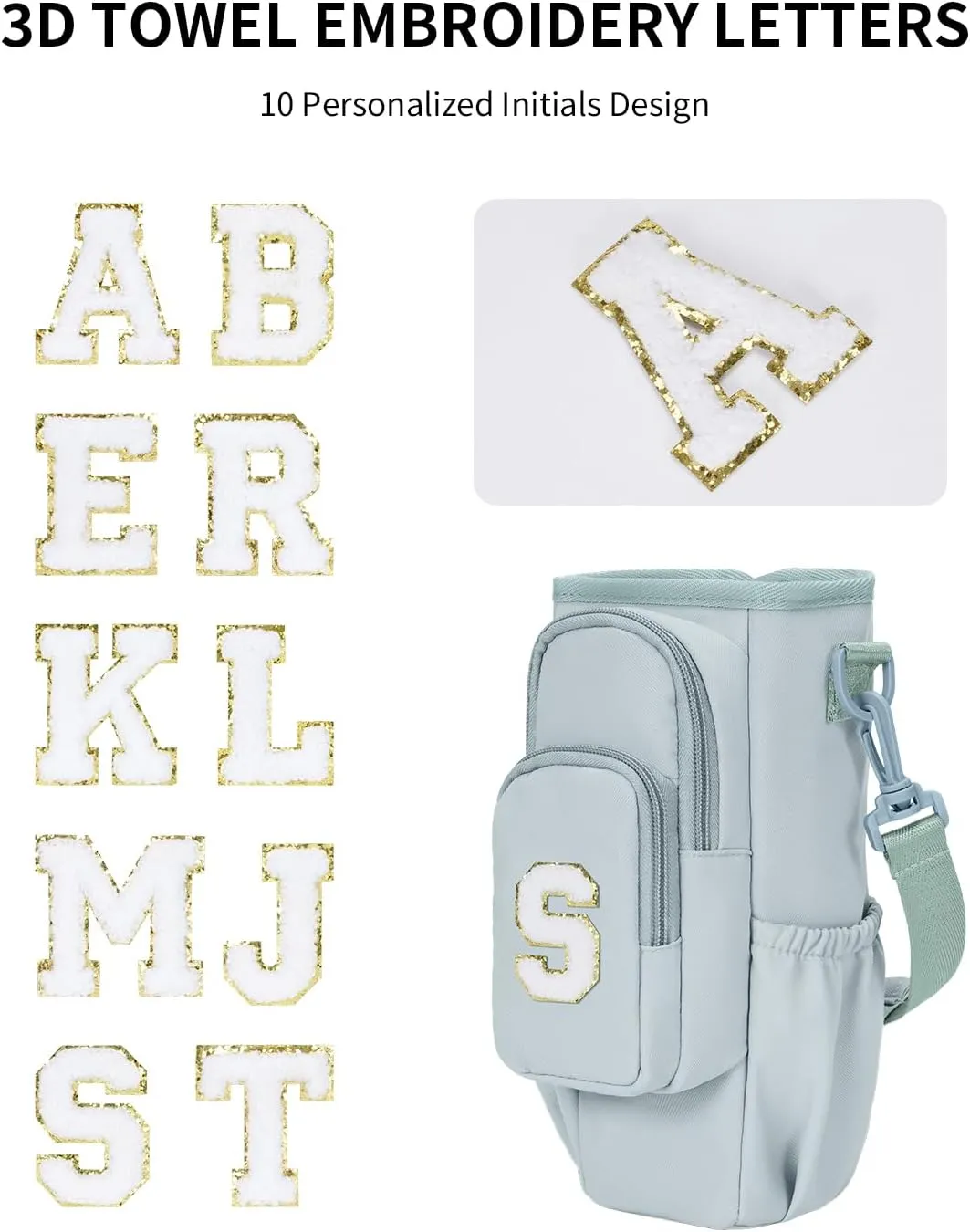 sportsnew Gifts for Mom Water Bottle Carrier Bag for Stanley Brumate era 40 oz Tumbler with Phone Pocket Personalized Initial Water Bottle Holder with Strap & Straw Toppers Stanley Cup Accessories