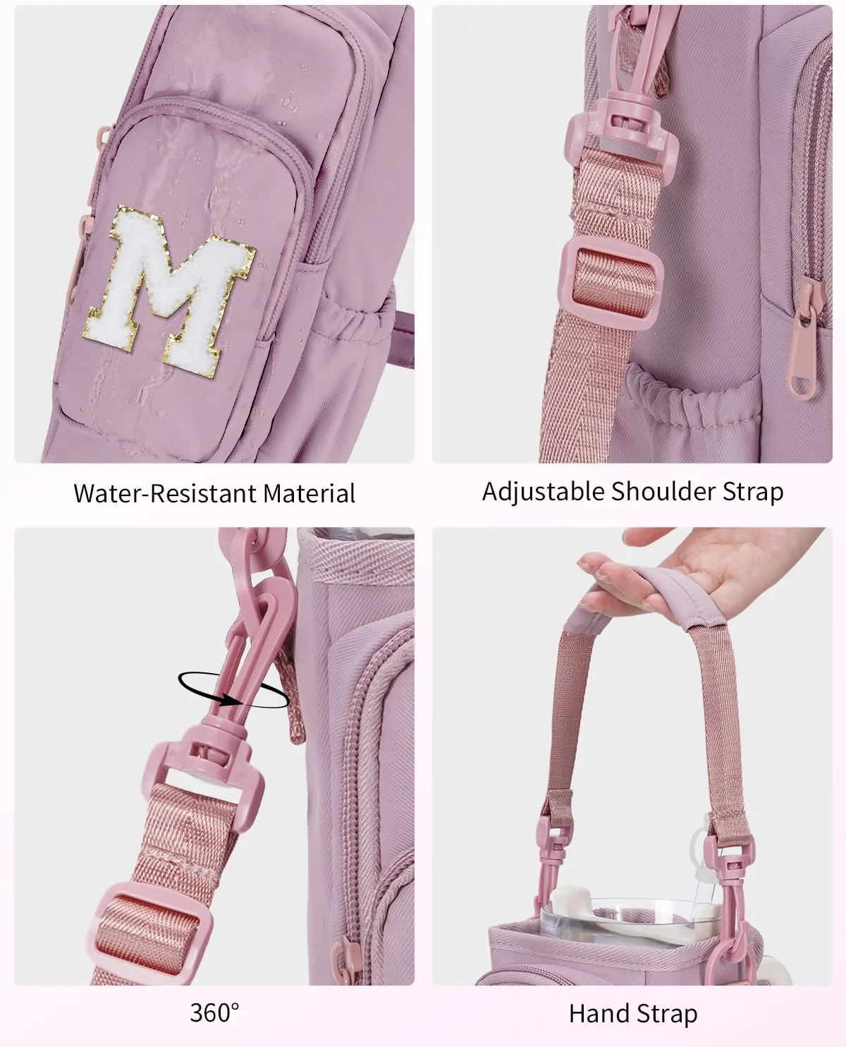 sportsnew Gifts for Mom Water Bottle Carrier Bag for Stanley Brumate era 40 oz Tumbler with Phone Pocket Personalized Initial Water Bottle Holder with Strap & Straw Toppers Stanley Cup Accessories