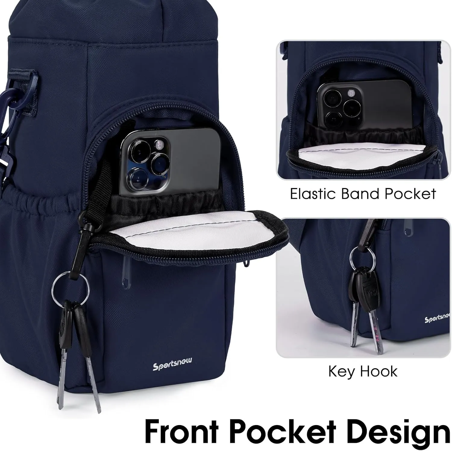 sportsnew Water Bottle Holder with Strap 32oz 40oz Insulated Water Bottle Carrier Sling Bag with Phone Pocket Crossbody
