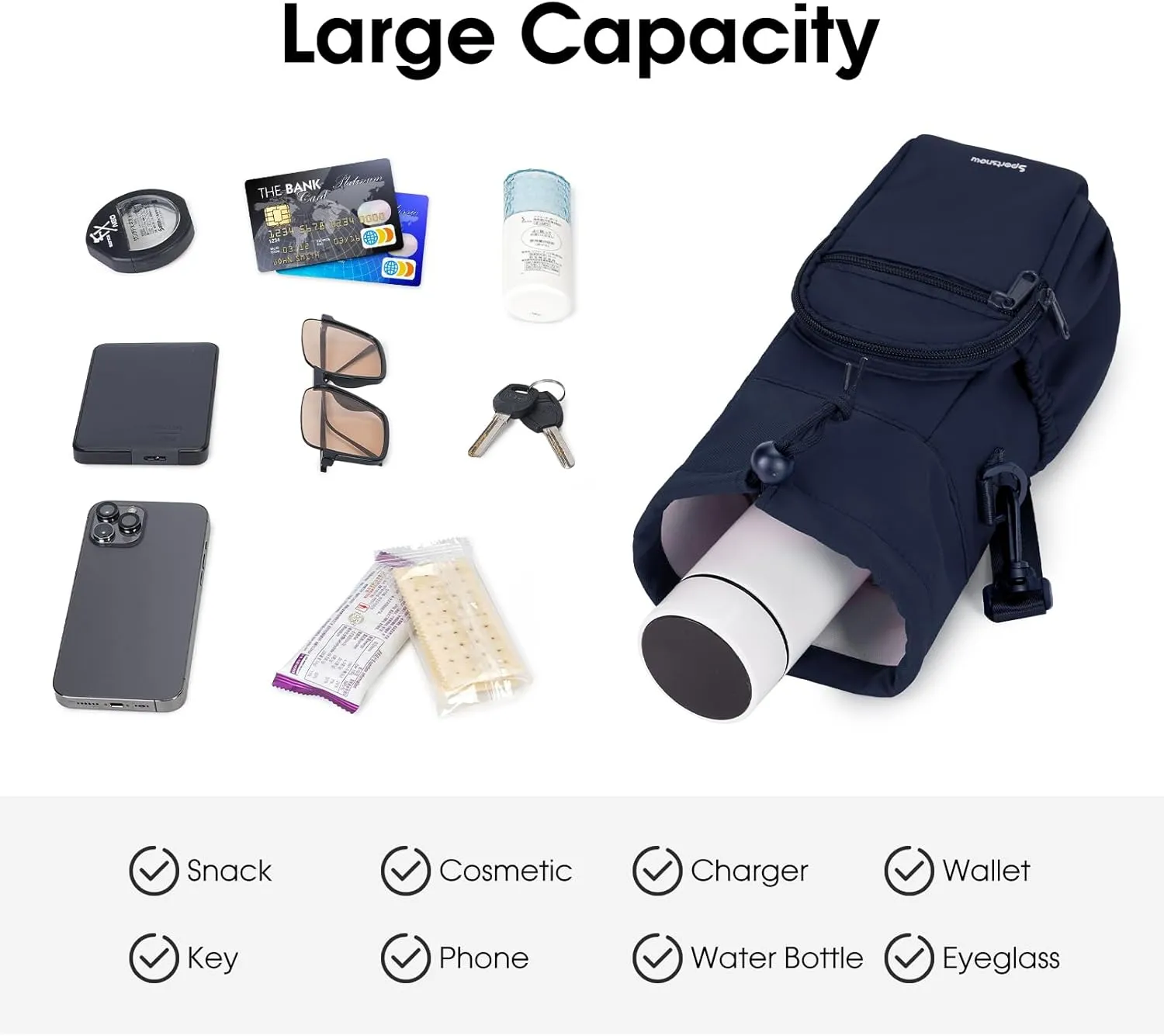 sportsnew Water Bottle Holder with Strap 32oz 40oz Insulated Water Bottle Carrier Sling Bag with Phone Pocket Crossbody