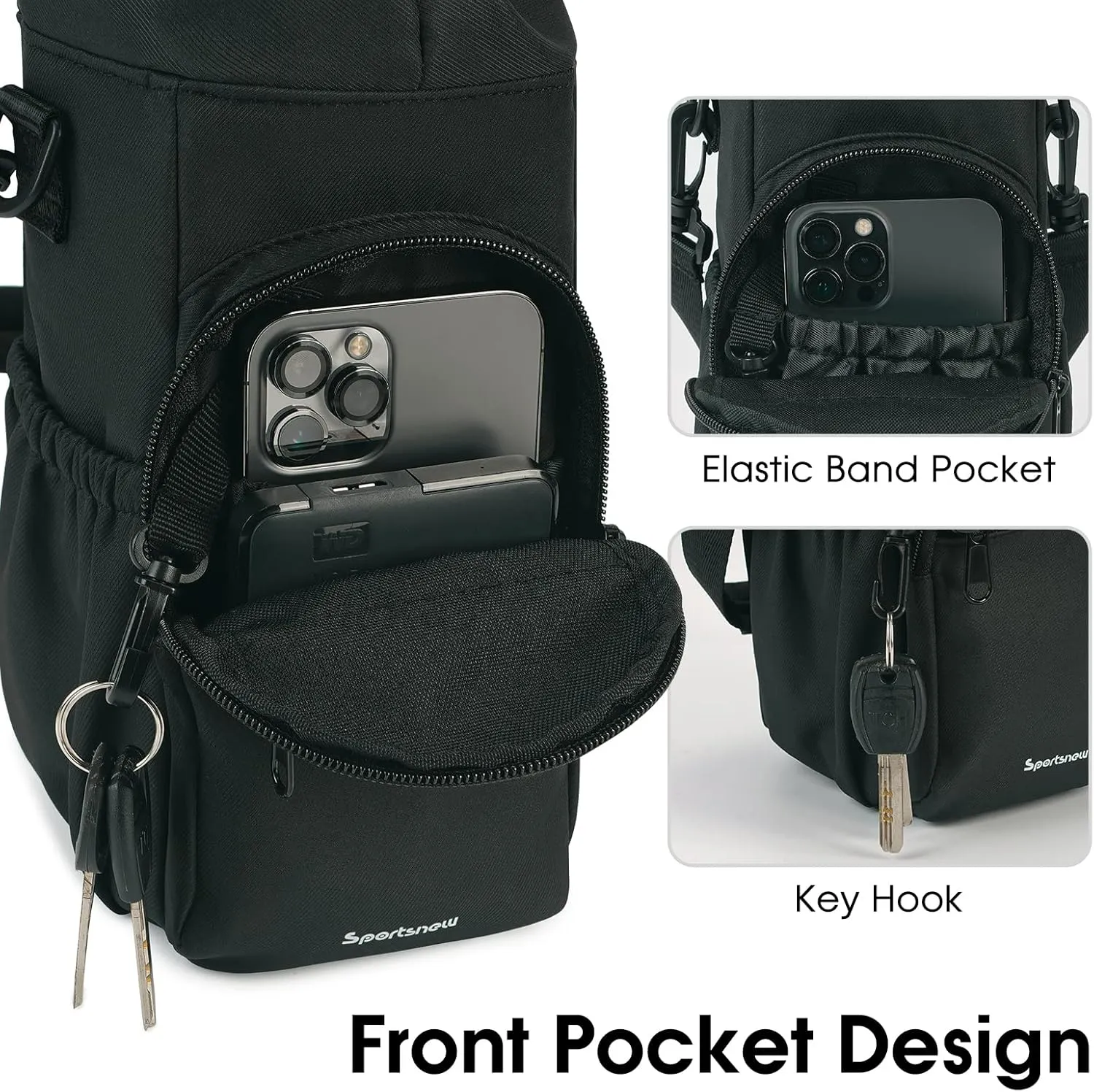 sportsnew Water Bottle Holder with Strap 32oz 40oz Insulated Water Bottle Carrier Sling Bag with Phone Pocket Crossbody