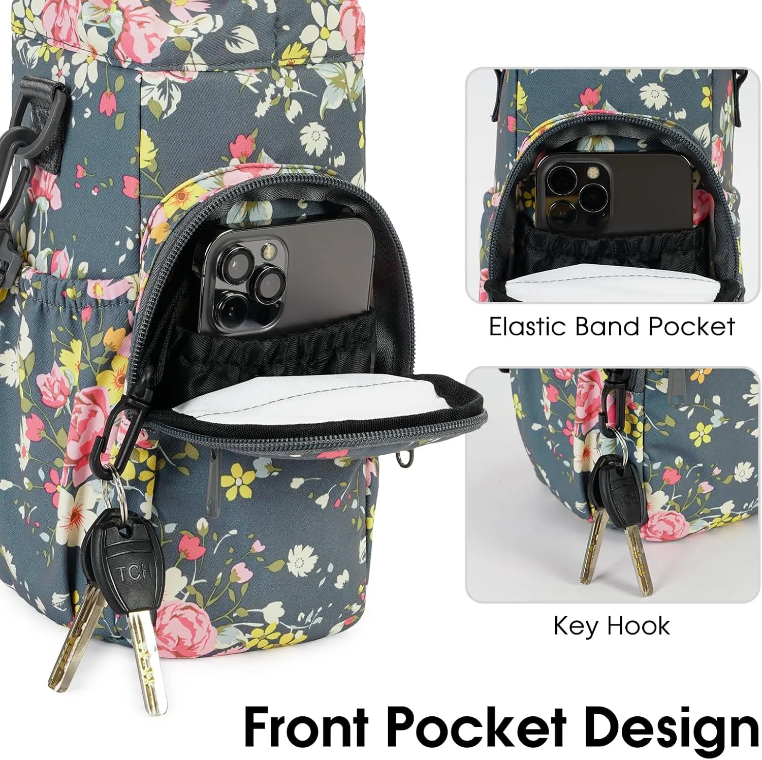 sportsnew Water Bottle Holder with Strap 32oz 40oz Insulated Water Bottle Carrier Sling Bag with Phone Pocket Crossbody