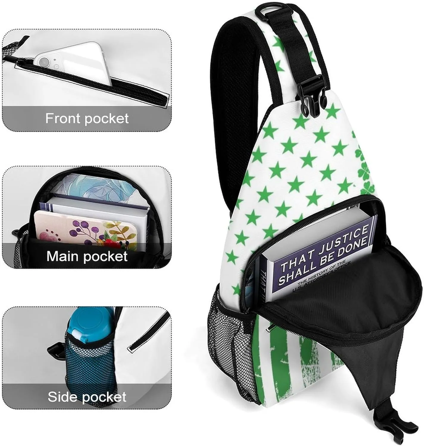 St Patrisks Day Sling Backpack Mens Womans Crossbody Backpack Chest Bag Running Daypack Travel Bag Small Cross Body Bags Leisure Backpacks