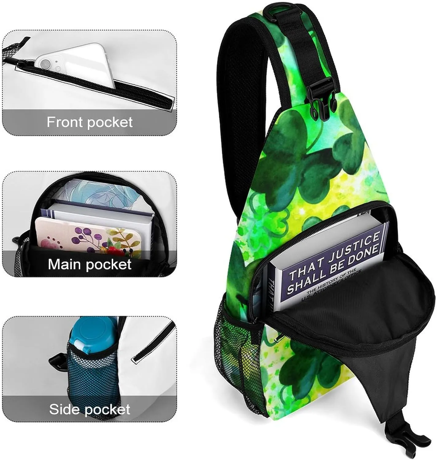 St Patrisks Day Sling Backpack Mens Women Crossbody Backpack Chest Bag Cycling Daypack Travel Bag Casual Daypacks Leisure Backpacks