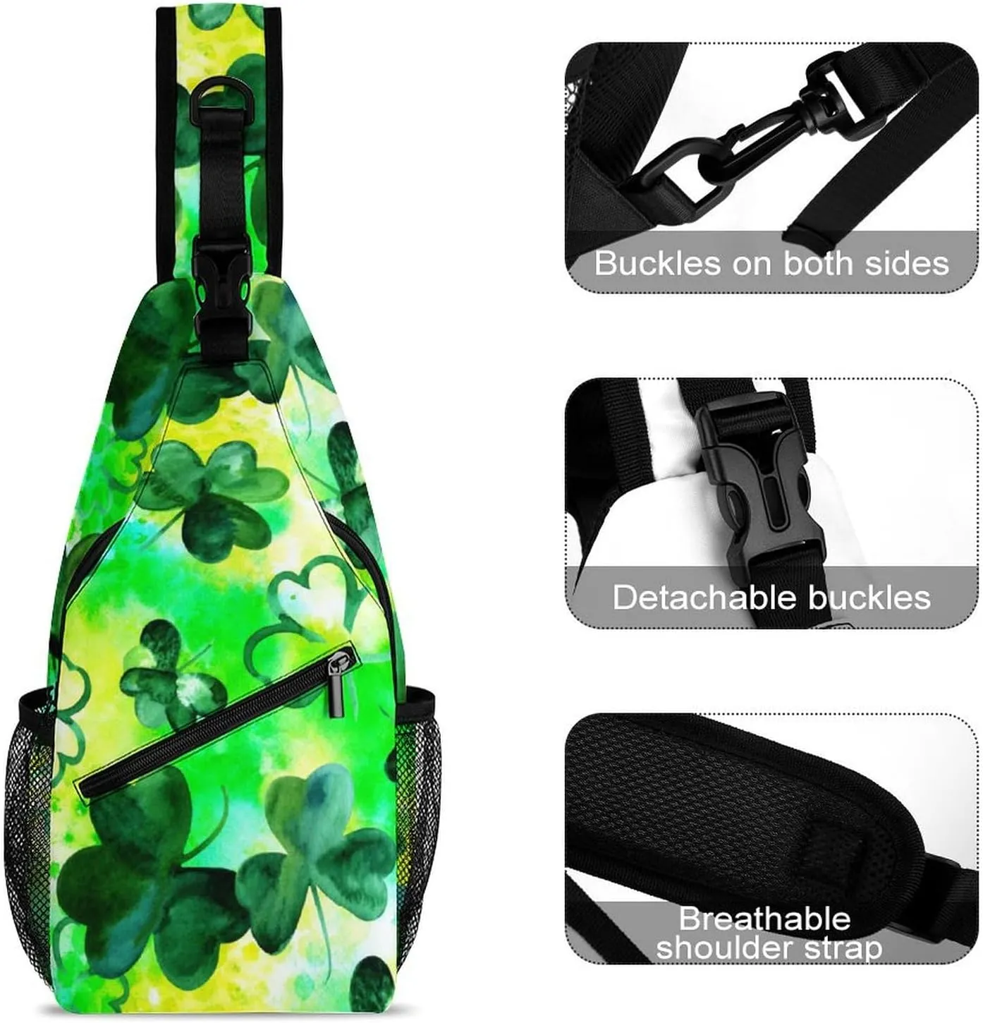 St Patrisks Day Sling Backpack Mens Women Crossbody Backpack Chest Bag Cycling Daypack Travel Bag Casual Daypacks Leisure Backpacks