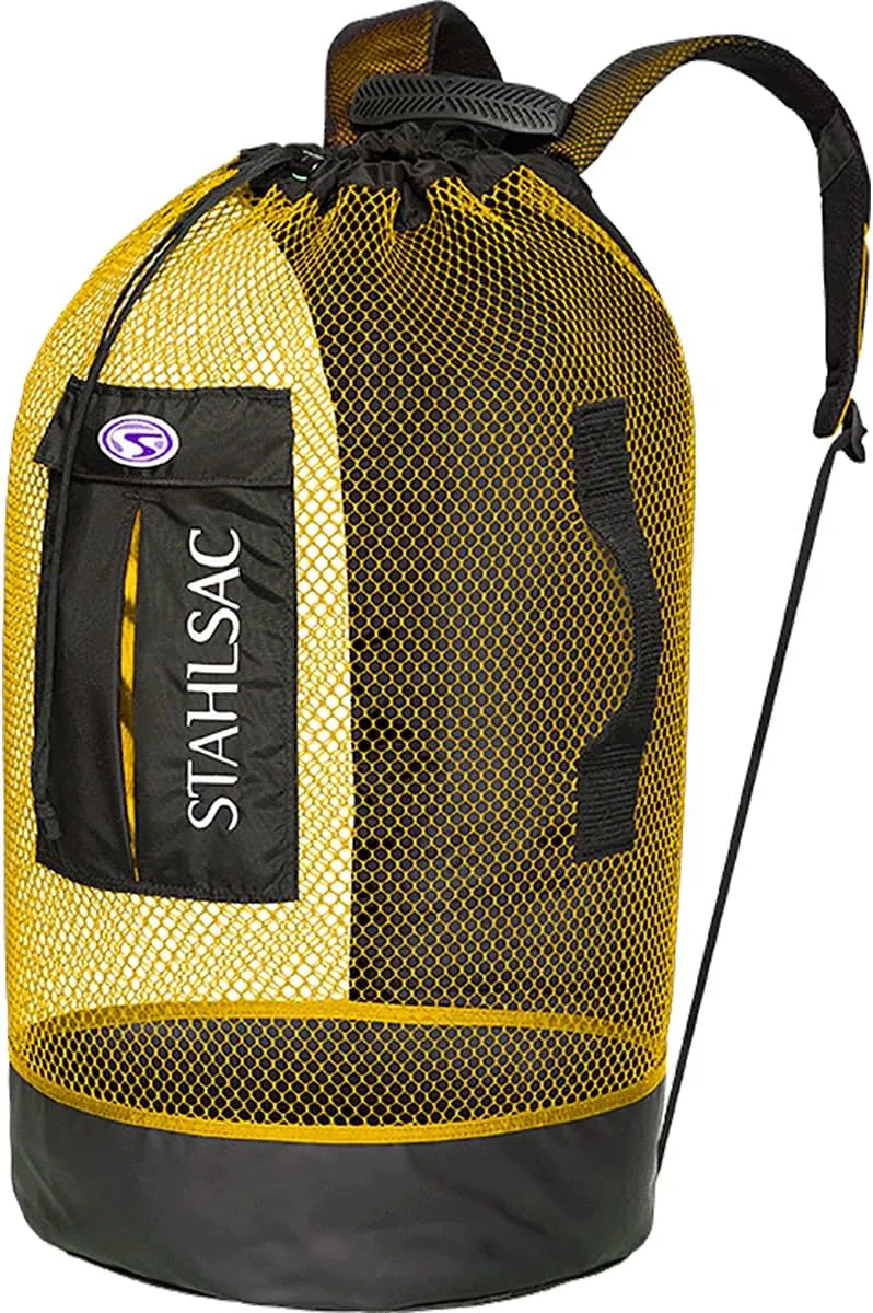 Stahlsac Panama Mesh Backpack: Convienent 103L size, ideal for dive gear, dry pockets, YELLOW