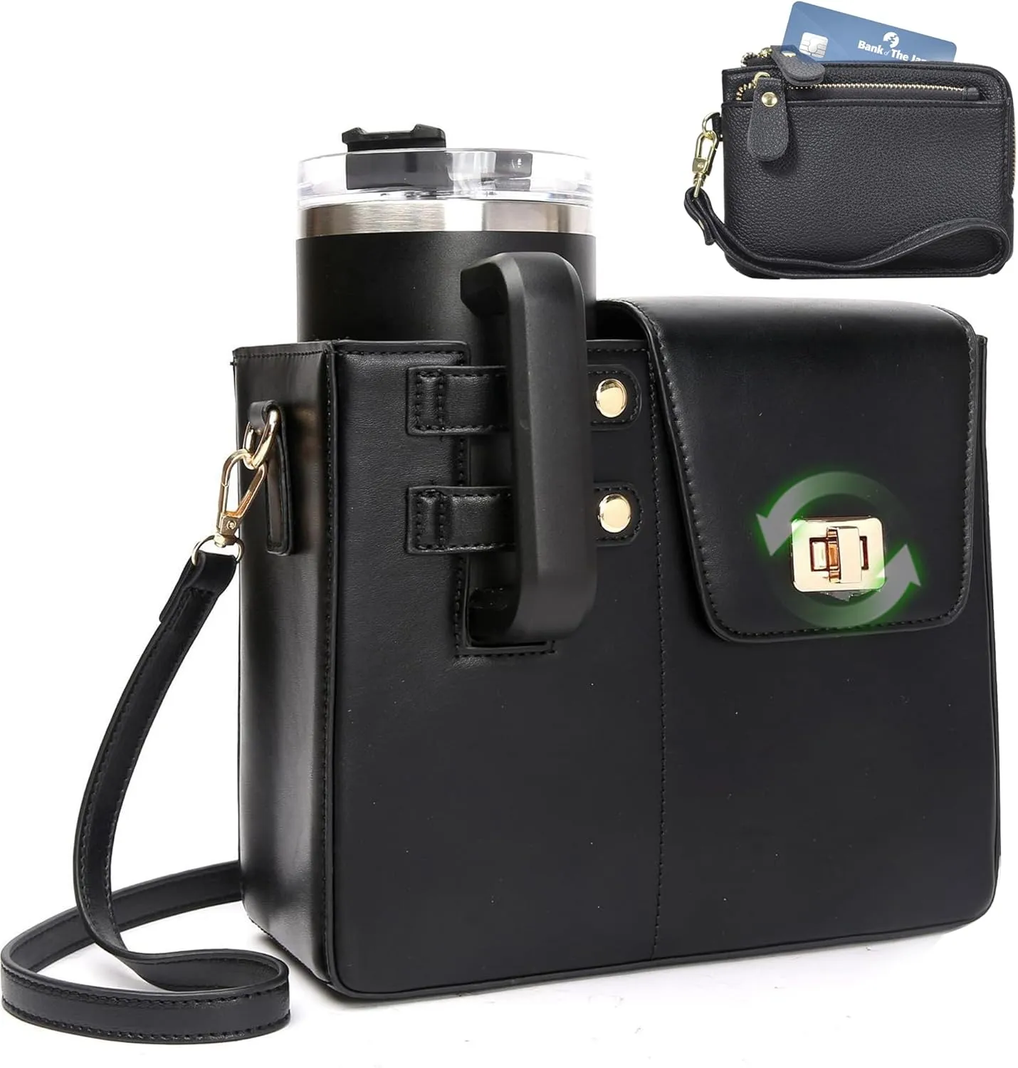 Stanley Purse Cup Holder Bag, Outdoor Portable Stanley Cup Bag for Tumbler Women Crossbody Bag with Sports Bottle Holder
