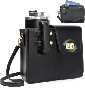 Stanley Purse Cup Holder Bag, Outdoor Portable Stanley Cup Bag for Tumbler Women Crossbody Bag with Sports Bottle Holder