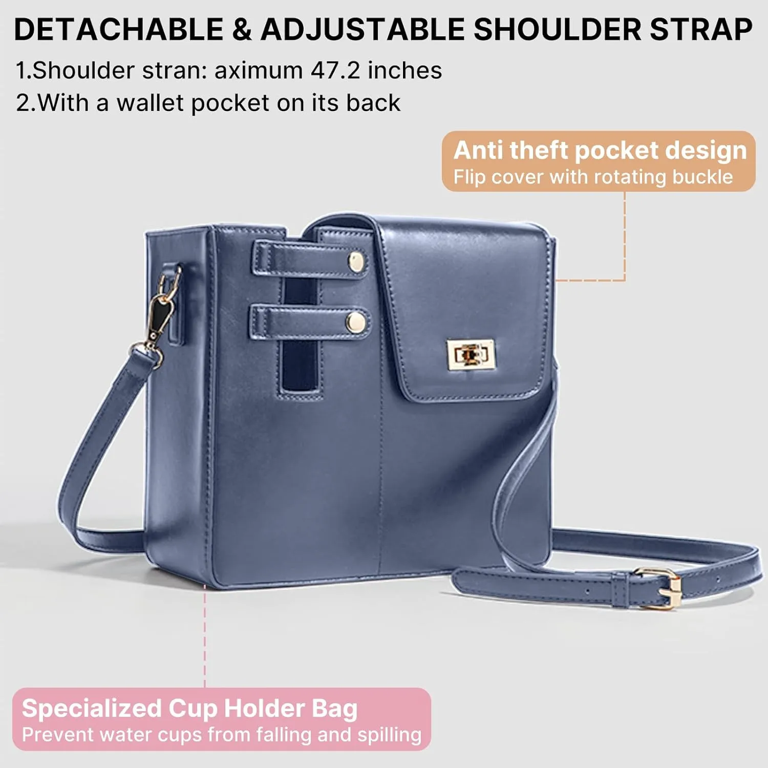 Stanley Purse Cup Holder Bag, Outdoor Portable Stanley Cup Bag for Tumbler Women Crossbody Bag with Sports Bottle Holder