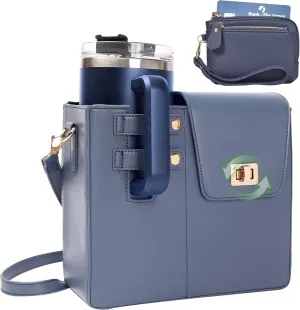 Stanley Purse Cup Holder Bag, Outdoor Portable Stanley Cup Bag for Tumbler Women Crossbody Bag with Sports Bottle Holder