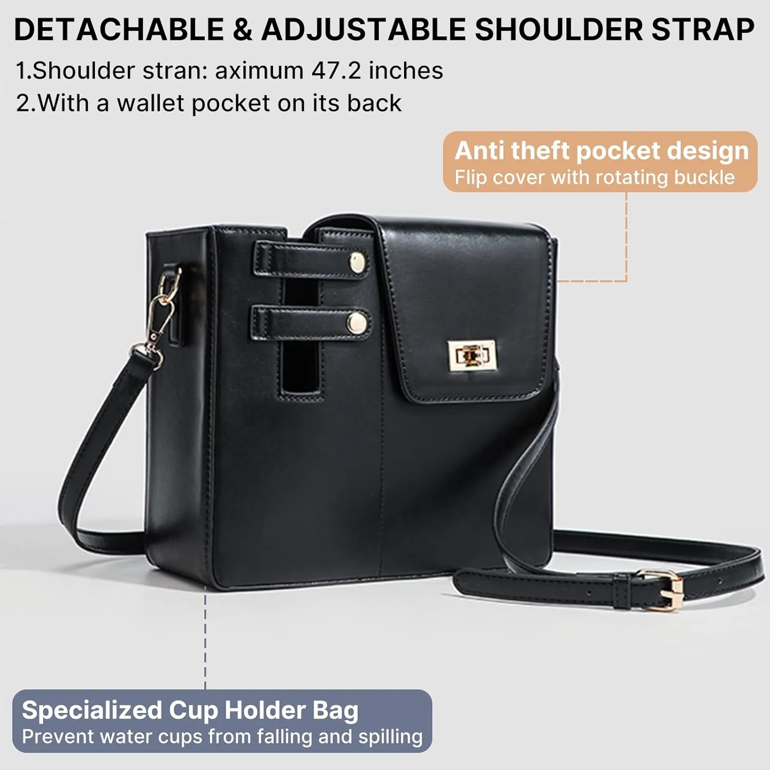 Stanley Purse Cup Holder Bag, Outdoor Portable Stanley Cup Bag for Tumbler Women Crossbody Bag with Sports Bottle Holder