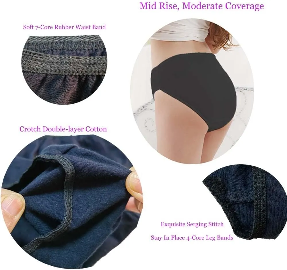 STARLY Women's Disposable Pure Cotton Underwear Travel Panties High Cut Briefs White/Macarons/Black (10pcs)