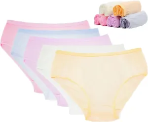STARLY Women's Disposable Pure Cotton Underwear Travel Panties High Cut Briefs White/Macarons/Black (10pcs)