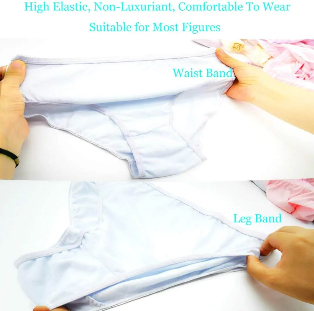 STARLY Women's Disposable Pure Cotton Underwear Travel Panties High Cut Briefs White/Macarons/Black (10pcs)