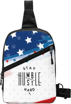 Stay Humble, Hustle Hard Sling Bag Unisex Crossbody Bag Casual Chest Bag Adjustable Sling Backpack Daypack For Travel Hiking Skiing Workout Running Cycling